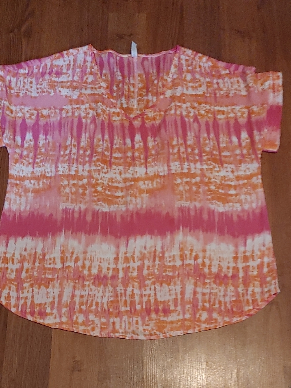 Zenana Pink and Orange Tie-Dye Short Sleeve Top Sz 1X